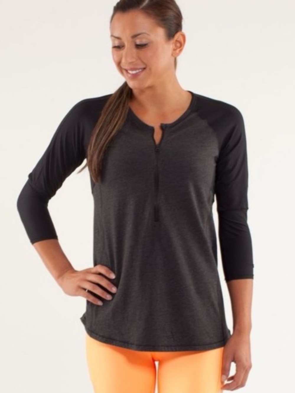 Lululemon Spincity Long Sleeve Heathered Black / Black